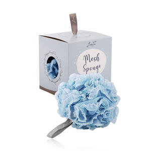 Esponja de Baño Azul Badefee de 15 cm, Forma de Flor, Ligera, Moderna, Duradera, Material de Nailon, Algodón y PE, Cepillo Corporal, Bola, Caja de Regalo - Product Image 1