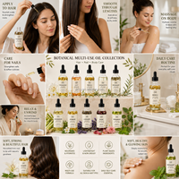Collection d'huiles florales multi-usages - Néroli / Romarin / Menthe poivrée / Jasmin / Lavande / Rose pour les soins de la peau, des cheveux et des ongles