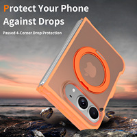 Coque de téléphone rotative en métal orange pour iPhone Duo, soyeuse, pliable, antichoc, personnalisée, magnétique, vente en gros