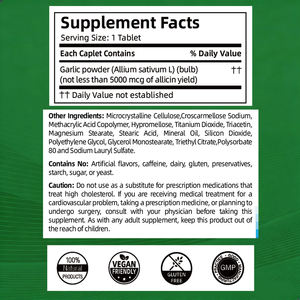 Complément alimentaire à base d'extraits de plantes d'ail biologique, soutient la formule de cholestérol saine, 60 comprimés, complément d'ail - Product Image 3