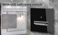 Interruptor basculante momentáneo LED de panel de vidrio negro tipo 86, 10A, serie completa, para comercio exterior, con tomas de pared IP20 y puertos USB A/C