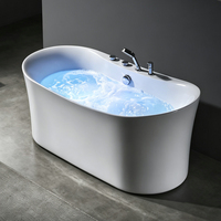 Baignoire autoportante en acrylique avec jets de massage et LED, idéale pour hôtels et salles de bain
