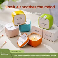Bougie parfumée en cire de soja 70g, pot carré en métal, format voyage, 5 parfums, parfum d'ambiance, aromathérapie, décoration, cadeau, vente en gros