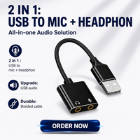 Carte son externe USB 2 en 1, adaptateur Audio 3.5mm pour casque et Microphone, en alliage d'aluminium, pour ordinateur portable, ordinateur de bureau, PS4