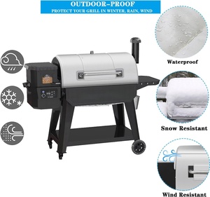 Barbecue à granulés moderne en acier inoxydable chromé robuste avec roues, allumage électronique, 80x67CM, flamme de cuisson - Product Image 4