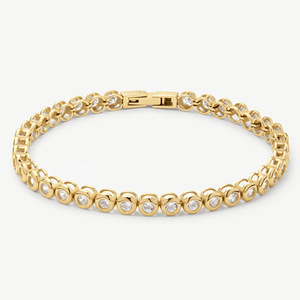 Bracciale Tennis Personalizzato con Zirconia, Placcato in Oro 18K, Ipoallergenico, Impermeabile, Design Moderno e Classico - Product Image 1