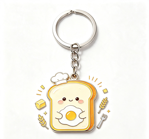 Custom Enamel Bread and Egg Keychain Metal Key Chain Cartoon <b>Bag</b> <b>Charm</b> for Gifts and Promotions - Product Image 3