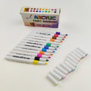 Stylos à pointe feutre personnalisés avec logo OEM, encre liquide à base d'eau, pour peinture et dessin DIY, ensemble de marqueurs à peinture acrylique - Product Image 3