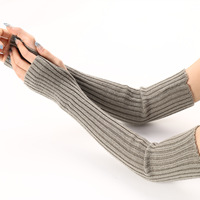 Hombres Mujeres de longitud media mangas falsas de punto cálido medio dedo guantes Unisex manga del brazo mitones sin dedos
