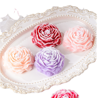 Handgemachte Umweltfreundliche Sojawachs-Kerze mit Pfingstrosenblüten-Design Geschenkbox Süßer Persimonenduft für Frauen Geburtstag Erntedank Weihnachten