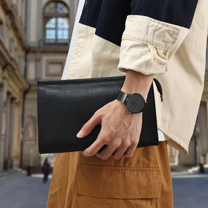 Men's Clutch <b>Bag</b> Genuine Leather Large Solid Color Luxury Everyday Outfits Fall 2023 - Product Image 1