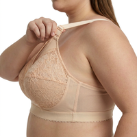 Soutien-gorge tendance personnalisé grande taille, minimisant, sans armatures, en dentelle, avec large bande élastique sous le buste, maintien élevé pour une utilisation toute la journée