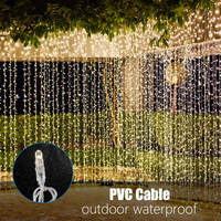 Waterproof IP65 AC Powered LED Curtain Lights Outdoor PVC Cable Pure Copper Conductor Waterfall Fairy Lights for Decoration