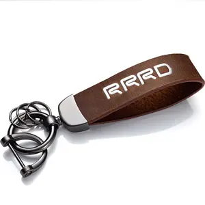 कार लोगो कीरिंग चाबी का गुच्छा पुरुषों और महिलाओं के लटकन उच्च ग्रेड वास्तविक बेल्ट Keychains सरल कस्टम उपहार चमड़े डोरी