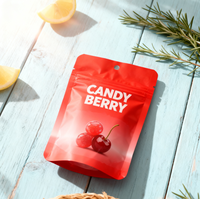 Sachet d'emballage de bonbons personnalisé avec logo, à fermeture éclair refermable et trou de suspension, vente chaude