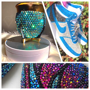 คริสตัลแก้วพรีเมียม 2088 เม็ด ขนาด 8 ใหญ่ 8 เล็ก แบบเจียระไนหลายเหลี่ยม ด้านหลังแบน ไม่ต้องใช้ความร้อนสำหรับติดเสื้อผ้า - Product Image 6