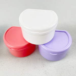 Dental Double Layer Denture <b>Case</b> With Filter Portable Braces Box Full Mouth Orthodontic <b>Retainer</b> <b>Case</b> Plastic Storage Container - Product Image 3