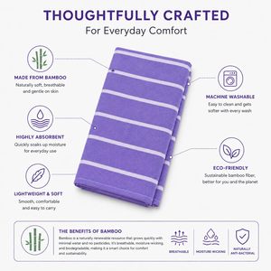 Lavender Bamboo Bath <b>Towel</b> Soft Woven Stripe Texture Absorbent Quick Dry <b>Lightweight</b> Spa Gym <b>Beach</b> Travel Home Bath Sheet - Product Image 4