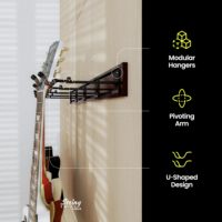 Ventes d'usine 5 cintres de bras rembourrés et Rail de mur à latte en cuivre crochet de mandoline en bois support mural support de guitare en bois