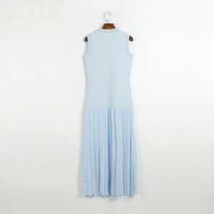 GX639 <span class=keywords><strong>Abito</strong></span> Lungo Estivo da Donna di Alta Qualità, Senza Maniche, <span class=keywords><strong>Plissettato</strong></span> con Perle, Elegante e Sexy <span class=keywords><strong>in</strong></span> <span class=keywords><strong>Maglia</strong></span> - Product Image 4