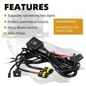 New SKYEARTH <b>H4</b> Hi-lo Beam Wiring Harness Kit IP68 Waterproof 12V for LED Projector Lens Modification Retrofit/Upgrade Auto - Product Image 3