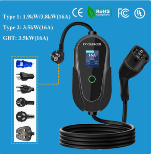 Nouveau chargeur EV portable standard UE 7 kW à courant réglable, pistolet de charge Type 2 avec écran LCD - Product Image 5
