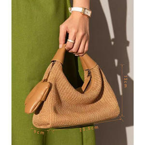 Nueva Bolsa de Rafia Tejida a Mano para el Almuerzo, Bolsa Casual Versátil Tipo Dumpling, Bolsa de Verano Moderna para la Playa - Product Image 6