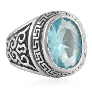 Stainless Steel Ring With Yellow Gemstone Geometric Design Women's Fashion Jewelry Gift 210175 - Product Image 2