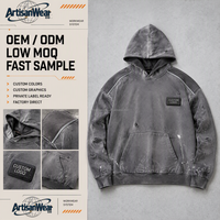 Sweat à capuche personnalisé pour homme, effet délavé, avec poche kangourou, trous usés et effet peinture, style streetwear, OEM ODM