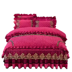 Conjunto de cama 2022 camas, conjunto de cama estilo americano veludo acolchoado de algodão 4 peças