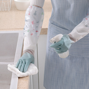 ถุงมือยางกันน้ำแบบหนาสำหรับผู้หญิง ยี่ห้อออโทโนมี เหมาะสำหรับซักผ้า งานบ้าน งานครัว ทนทาน ดีไซน์ยาว - Product Image 4