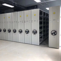 Système d'étagères mobiles compactes en acier réglables et verrouillables à manivelle, robustes, pour l'archivage des livres