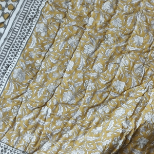 Handmade Indian Reversible Jaipuri Quilt Floral Rajai Bedspread Cotton Fill Hand Block Print Ethnic Home Decor Throw <b>Bedding</b> - Product Image 1
