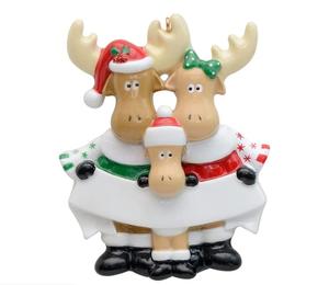 Polyresin Moose Family of 2 3 4 5 ornamento personalizzato per albero di <span class=keywords><strong>natale</strong></span> 2021 ornamento unico per tradizione familiare per mamma, papà, bambini - Product Image 4