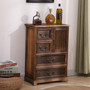 家具収納ユニットチェスト引き出しベッドサイドヴィンテージトールボーイホワイトミニチュア組み立てベッドサイドキャビネットドレッサーナイトスタンド - Product Image 3