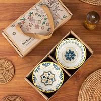 YCB-219 bol en céramique japonais 4.5 pouces bols en céramique avec cuillères ensemble de bols à riz en porcelaine pour cadeau ensemble de vaisselle avec LOGO OEM