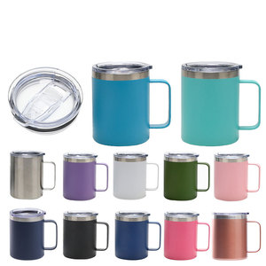 Stainless Steel Double Walled 12oz 14oz Travel Tumbler Cup Insulated coffee Mug with Handle and Bpa Free Lid