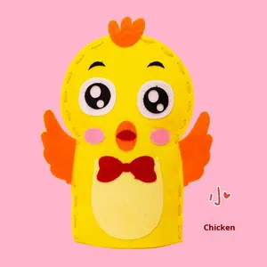 Kit de Muñeca Divertida Cosida a Mano para Jardín de Infancia, Tela No Tejida Resistente a la Abrasión, Patrón de Animales, Kit Pesado, Muñeca de Dedo de Dibujos Animados para Niños - Product Image 6