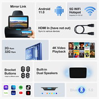 Moniteur d'appuie-tête Android 11 de 10,1'' pour voiture, TV embarquée, Quad Core DDR4 2G 32G ROM, écran tactile IPS ultra-fin, commande en gros