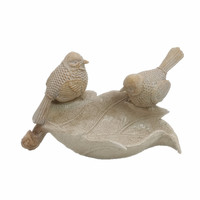 Décoration de jardin en résine pour l'artisanat Mangeoire à oiseaux en forme de feuille Décoration en polyrésine Statue de bain d'oiseaux Décoration de table