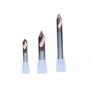 Fresa de extremo de acero de tungsteno de 60 grados para máquina CNC, con recubrimiento nano azul, en caja, para biselado y centrado, 2 cuchillas espirales 35 - Product Image 1
