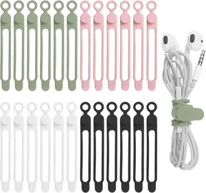 Reusable Cable Ties Cord Organizer Wire Organizer for Earphone 24Pcs Silicone Cable Straps