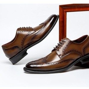 Chaussures décontractées pour hommes en cuir véritable léger, sculptées, antistatiques, antidérapantes, résistantes à l'usure, respirantes, désodorisantes, pour le bureau, les affaires et les mariages - Product Image 3