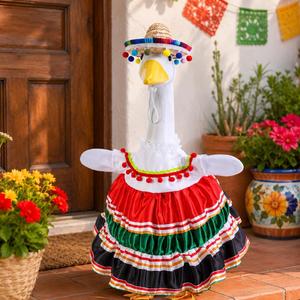 Garden Goose Costume Mexican Fiesta <b>Dress</b> Colorful Sombrero Porch Statue Clothes Holiday Party Yard Decoration - Product Image 1