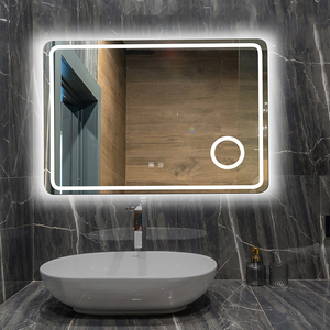 Prix de gros énorme miroir rectangulaire à lumière LED miroir rétroéclairé de salle de bain d'hôtel avec désembueur horloge et miroir grossissant - Product Image 1