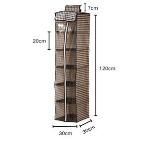 Sac de rangement suspendu en tissu non tissé avec fenêtre transparente en PVC, style fermeture éclair à 6/5 compartiments, anti-poussière et anti-humidité, facile à nettoyer, capacité 80L - Product Image 2