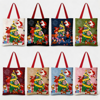 Sac fourre-tout en toile de coton à motif de dessin animé de Noël, impression personnalisée, réutilisable, 12 oz, vente en gros pour cadeaux de fêtes