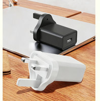 Adaptateur secteur USB mural 3 broches UK 10W 5V 2A certifié UKCA, chargeur mural universel écologique OVP pour téléphone, tablette, écouteurs
