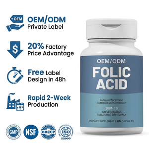 Capsules d'acide folique OEM/ODM sous marque privée 100mcg Vitamine B9 Soutien prénatal Formule végétale pour la vitalité et la formation des globules rouges - Product Image 4