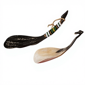 Top Luxury Polished Organic Material Eco-Friendly Carved Buffalo Horn Spoon Wholesale Crafted Small Angel Theme Art Collectible - Product Image 6